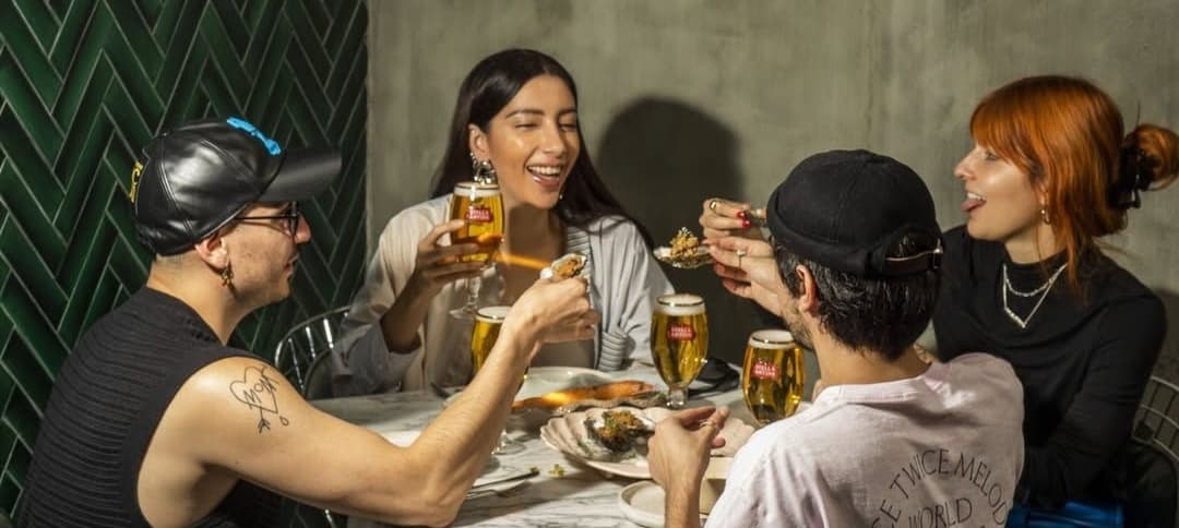 A lively dinner table scene